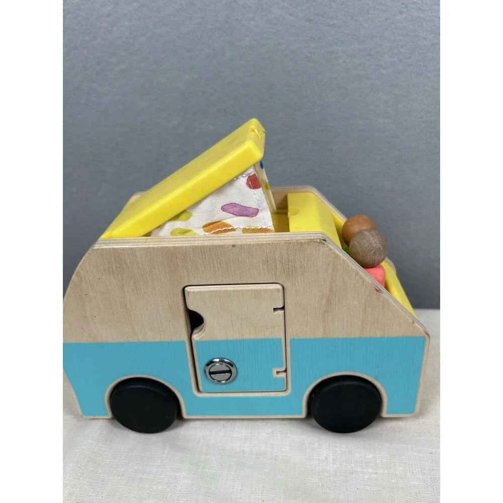 Lovevery Montessori Wooden Camper Van Toy With Keys 2 people & sleeping bags